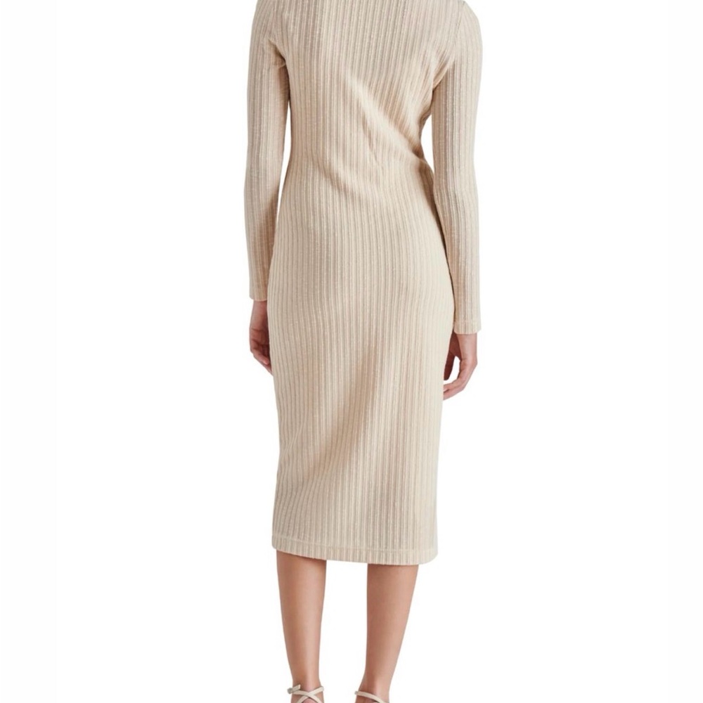 Steve Madden Beige Ribbed Midi Dress - Picture 2 of 5